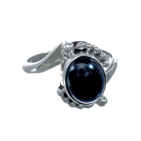 Native American Onyx Sterling Silver Ring Size 8 JX130767